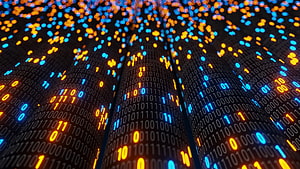 Yellow Blue Neon Lights Binary Code Binary Code HD wallpaper