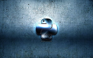 Logo logam Python, grunge, tanda bahasa pemrograman, latar belakang logam biru, Python, kreatif, bahasa pemrograman, logo Python dengan resolusi. Kualitas Tinggi, Bahasa Pemrograman Python Wallpaper HD
