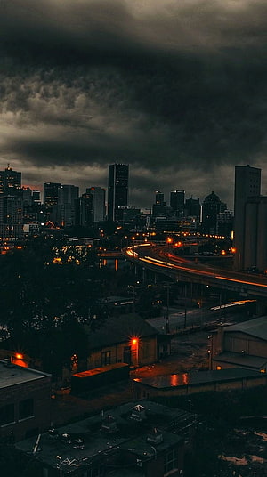 Ciudad, atardecer, atmósfera, nube, ciudad, édifice, édifices, edificio, edificios fondo de pantalla del teléfono